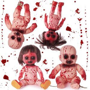 Halloween 4 Pcs Creepy Zombie Rope Hanging Ghost Haunted Dolls Garden Home Decor